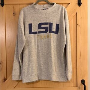 LSU Tigers Heather Gray Crew Neck Sweater
